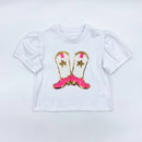 Neon Cowboy Boots Puff Sleeve Top