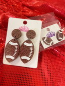 Mini Glitter Football Earrings
