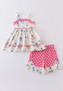 Platinum Balcony Strap Shorts Set– Playful Girls’ Summer Outfit