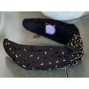 Black & Gold Confetti Beaded Top Knot Headband