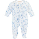 Toile De Jouy Blue Zipped Footie