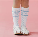 Blue bows scalloped knee high socks