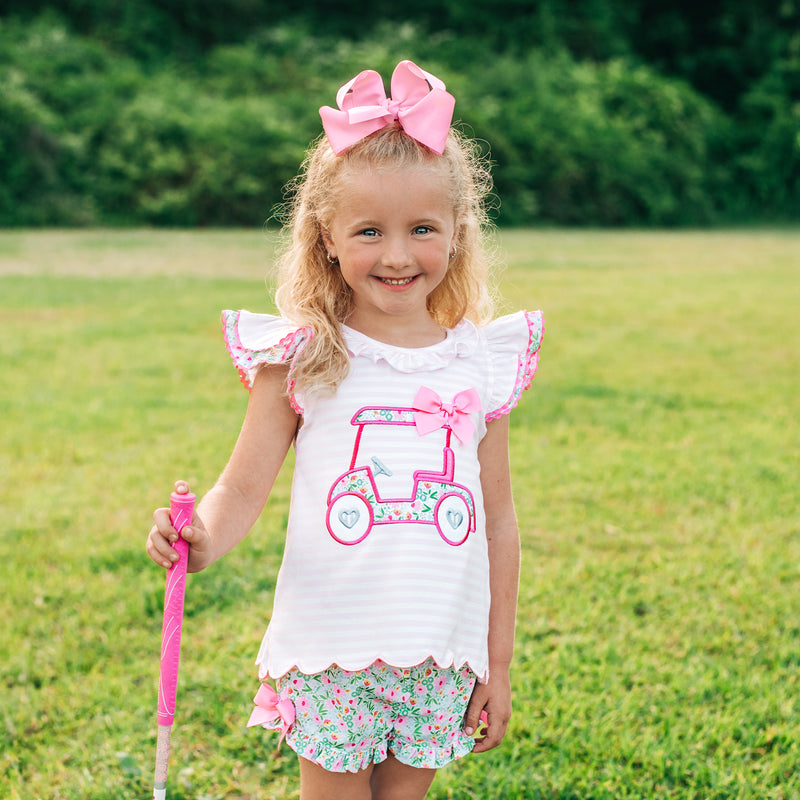 Floral Tee Time Girls Golf Short Set