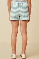 Girls Multi Stripe Waffle Knit Elastic Waist Shorts