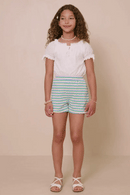 Girls Multi Stripe Waffle Knit Elastic Waist Shorts
