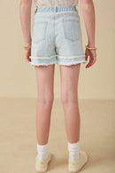 Girls Fray Detail Illusion Hem Denim Shorts