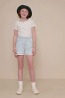 Girls Fray Detail Illusion Hem Denim Shorts