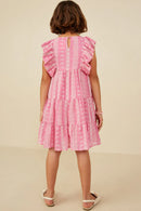 Girls Embroidered Ruffled Lace Sleeveless Dress