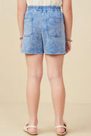 Girls Garment Washed Cargo Patch Pocket Knit Shorts