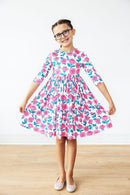 SALE Garden Glow 3/4 Sleeve Pocket Twirl Dress
