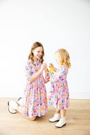 Girly Pop 3/4 Sleeve Pocket Twirl Dress