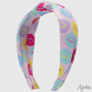 Top Knot Headband in Good Day Smiley