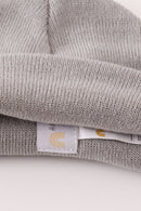 Grey ribbed basic knit beanie hat
