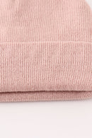 Pink ribbed basic knit beanie hat