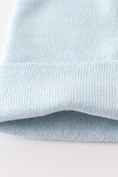 Blue ribbed basic knit beanie hat