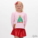 Glitter Christmas Tree Sweatshirt – Pink Holiday Top with Gold Bows