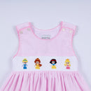 Pink princess hand smocked plaid dress