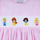 Pink princess hand smocked plaid dress