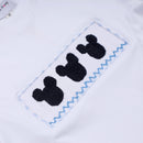 Blue character hand smocked gingham shorts set