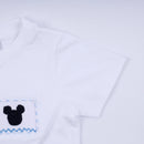 Blue character hand smocked gingham shorts set