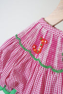 Pink joy hand smocked girl gingham romper