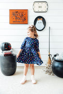 Halloween Stars 3/4 Sleeve Pocket Twirl Dress