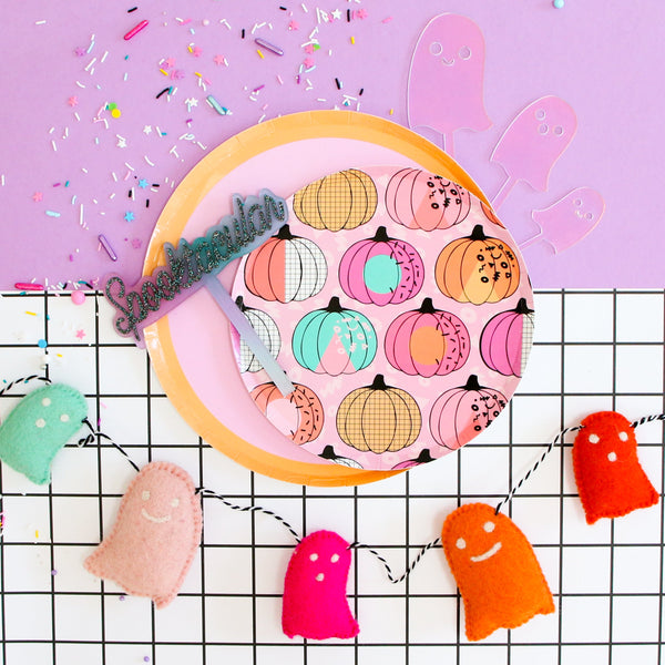 Totally 90's Pumpkin Halloween paper plate