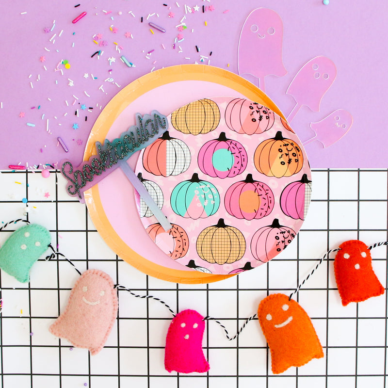 Totally 90's Pumpkin Halloween paper plate