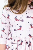 Happy Howl-oween 3/4 Sleeve Pocket Twirl Dress