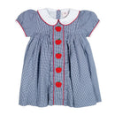 Girls Navy Apple Dress – Smocked Apple Back-to-School Dress with Peter Pan Collar | The Prissy Pelican Boutique Bossier City, LA