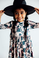 Hocus Purr-cus 3/4 Sleeve Pocket Twirl Dress