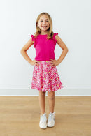 Hot Pink S/S Ruffle Tee