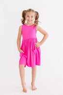 Hot Pink Tank Pocket Twirl Dress
