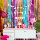 Rainbow Mylar Streamer Curtain backdrop