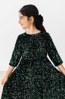 Hunter Green Velvet Sequin Dress