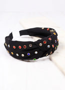 Caroline Hill Halle Jeweled Top Knot Headband – Rhinestone Hair Accessory