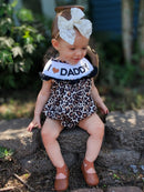 Smocked leopard I love daddy romper