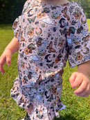 Butterfly mushroom ruffle top set