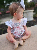 Floral bows ruffle romper