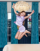 Kids Silky Lavender Pajama Set – Girls Short Sleeve Lounge Set