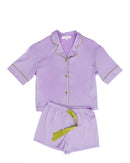 Kids Silky Lavender Pajama Set – Girls Short Sleeve Lounge Set