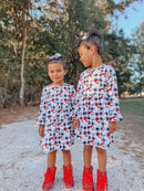 Checkered santa bell sleeve dress