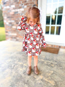 Leopard santa bell sleeve dress