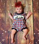 Nativity plaid embroidery Romper