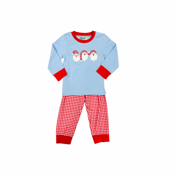 Hazel Blue Santa/Gingham Pajama Set