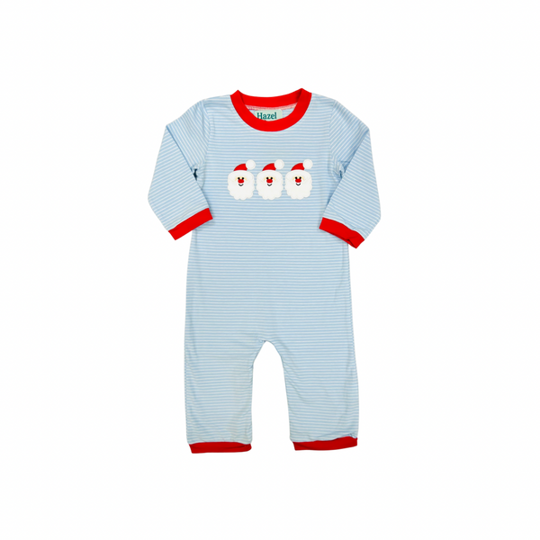 Hazel Blue Blue Stripe with Santa Applique Romper