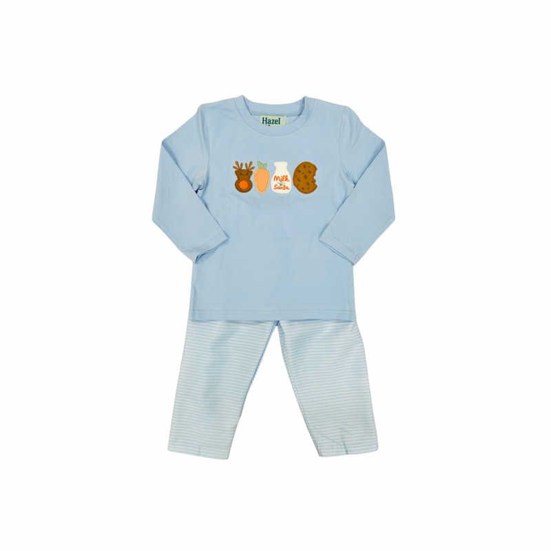 Hazel Blue Blue Milk & Cookies Applique Pant Set