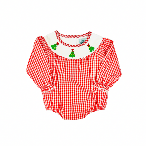 Hazel Blue Red Gingham Christmas Tree Bubble