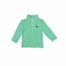 Hazel Blue Green Stripe Mallard Embroidered Pullover