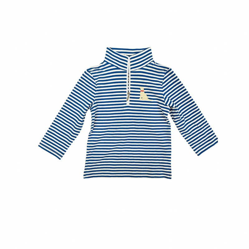Hazel Blue Navy Stripe Lab Embroidered Pullover